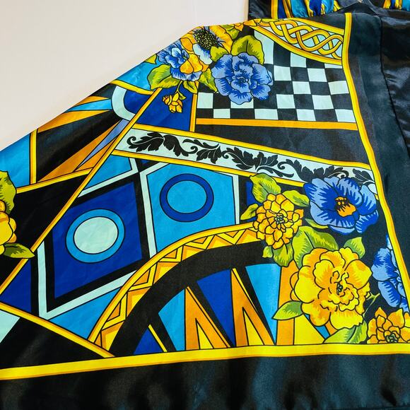 Forever 21 Vintage Black Multicolor Asymmetrical Halter Top Y2K Dress Women Sz S - Picture 6 of 12